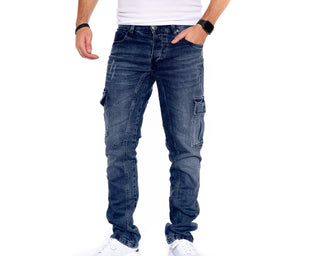 STYLEKO Cargo Jeans Hose Gürtelschlaufen-0